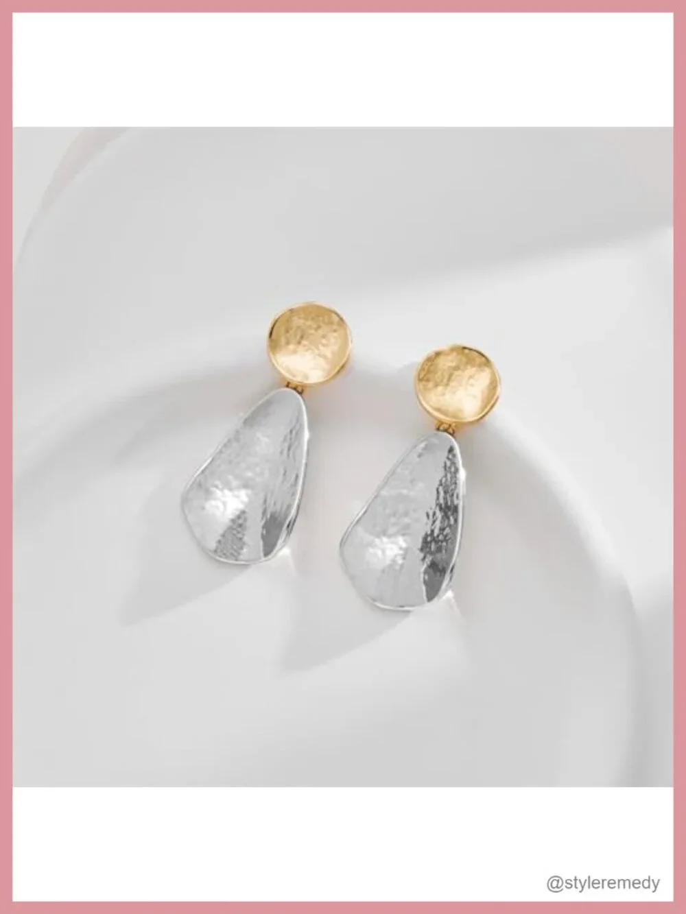 Gold Plated Geometric Chunky Dangle Drop Statement Earrings